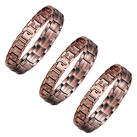 Extreme Fit Magnetic Energy Stainless Steel Therapy Bracelet to Balance Stress, Anxiety, Arthritis Pain Relief, Rose Gold, 3 pk.