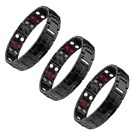 Extreme Fit Magnetic Energy Stainless Steel Therapy Bracelet, Black, Small, 3 pk.