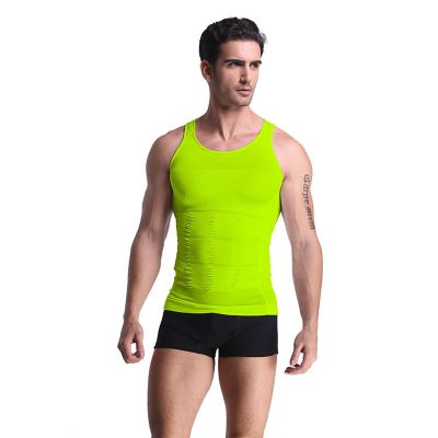 Extreme Fit Men's Core Support and Insta Trim Shapewear Gynecomastia Compression Tank Top Undershirt, Lime, Medium