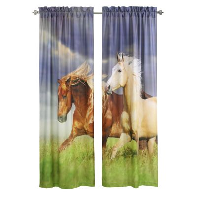 Image showing  Photo Real Light Filtering Pole Top Curtain Panel Pair