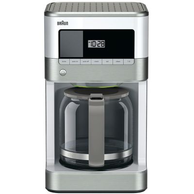 Braun Brewsense 12 Cup Drip Coffee Maker in Stainless Steel/White, KF6050WH