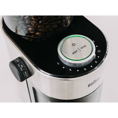 Image showing  Freshset 12 Cup Burr Coffee Grinder in Stainless Steel/Black, KG7070