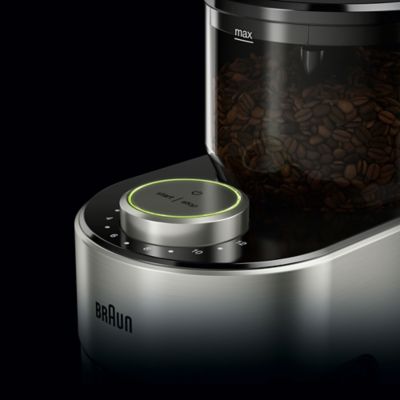 Image showing  Freshset 12 Cup Burr Coffee Grinder in Stainless Steel/Black, KG7070