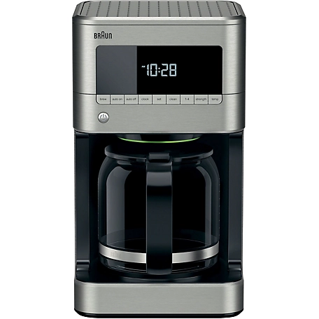 Braun Brewsense 12 Cup Drip Coffee Maker with Brew Strength Selector and Glass Carafe in Stainless Steel, KF7170SI