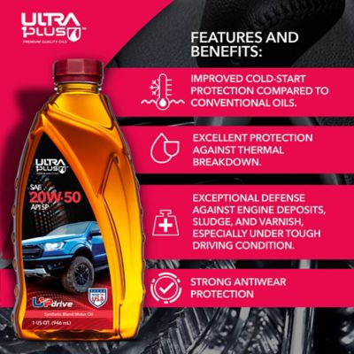 Image showing  SAE 20W-50 Synthetic Blend Motor Oil API SP, 1 qt.