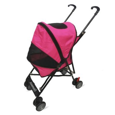 AmorosO 4-Wheel Foldable Umbrella Pet Stroller, Pink, Small