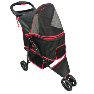 AmorosO Single Jogger Pet Stroller, Black/Red