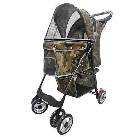 AmorosO Camo Convenient Pet Stroller, Grey