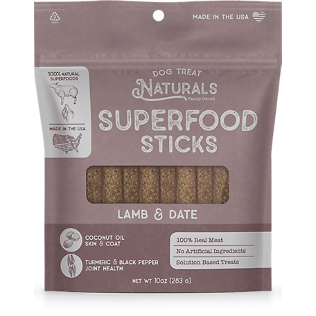 Dog Treat Naturals Lamb and Date Superfood Sticks Dog Treats, 10 oz.