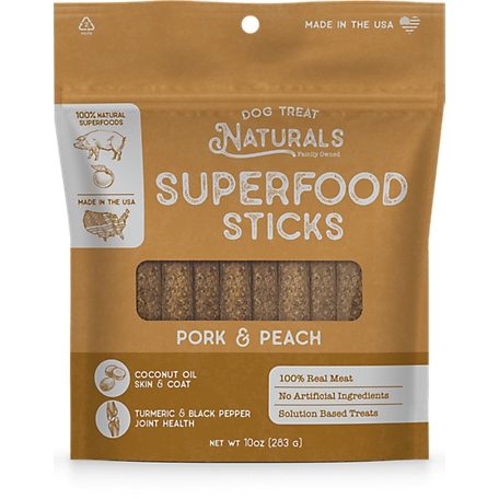 Dog Treat Naturals Pork and Peach Superfood Sticks Dog Treats, 10 oz.