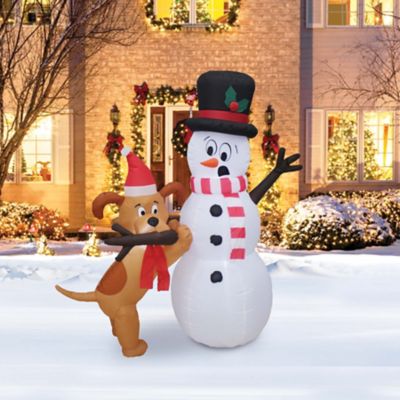 Image showing  Animated Puppy and Snowman Scene Inflatable