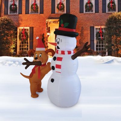 Image showing  Animated Puppy and Snowman Scene Inflatable