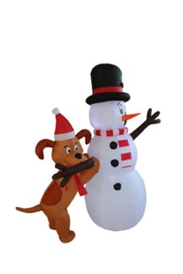 Image showing  Animated Puppy and Snowman Scene Inflatable