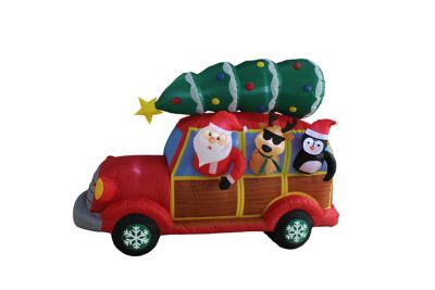 A Holiday Company 32 in. Santa's Christmas Woody Van Christmas Decoration