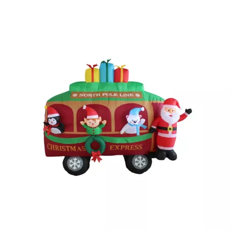 A Holiday Company Inflatable Christmas Van Rain Barrels