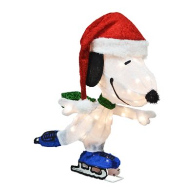 ProductWorks 13.4 in. Pre-Lit LED 3-D Skating Snoopy Christmas Decoration