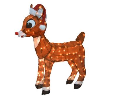 ProductWorks Led 3D Rudolph With Santa Hat