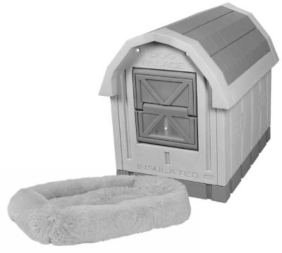 Dog Palace Premium Insulated Plastic Dog House with Calming Bed, DP-15DB