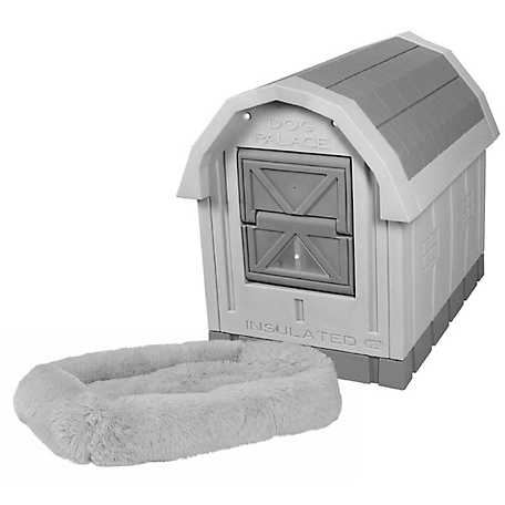 Dog Palace Premium Insulated Plastic Dog House with Calming Bed, DP-15DB