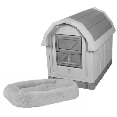 Dog Palace DP-15DB Premium Plastic Insulated Outdoor Kennel with Calming Bed Dog Houses