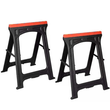 JobSmart 24.2 in x 30.5 in Folding Sawhorses 350 lb Capacity 2 Pack Saw Horses