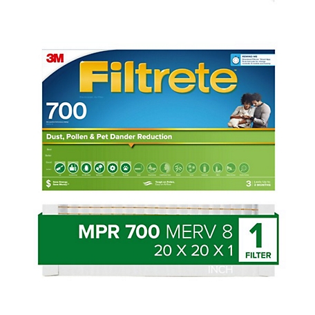 Filtrete MPR 700 Dust, Pollen & Pet Dander Reduction Air Filter, 20 in. x 20 in. x 1 in., 7100288704