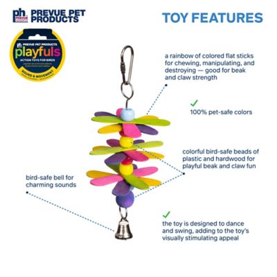 Image showing  Prevue Hendryx Sound and Movement Stick Staxs Flower Power Bird Toy