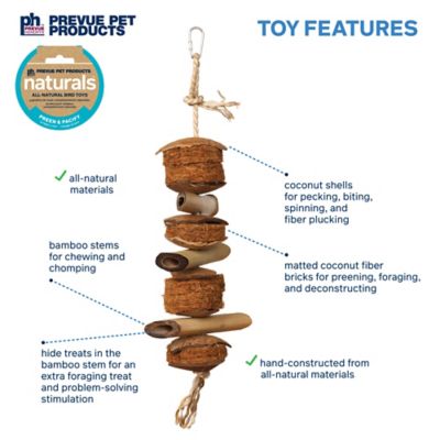 Image showing  Prevue Hendryx Naturals Preen and Pacify Coco and Bamboo Bird Toy