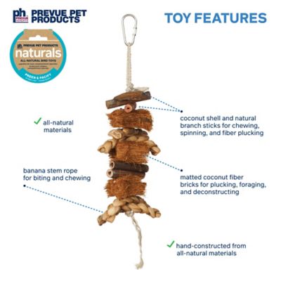 Image showing  Prevue Hendryx Naturals Preen and Pacify Coco Rope Mini Bird Toy