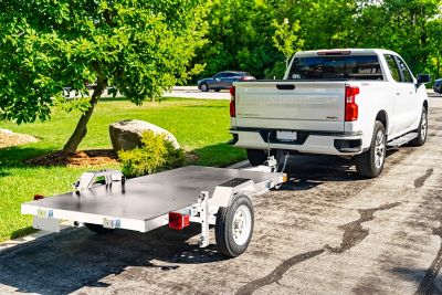 Image showing  1,450 lb Capacity 4 ft. x 8 ft. Single Axle Galvanized Folding Multi-Use Utility Trailer & Assembly Kit- MFT4X8G