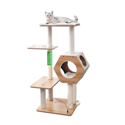 Petpals Group 44 in. Wagon Style Wooden Minimalist Cat Tree