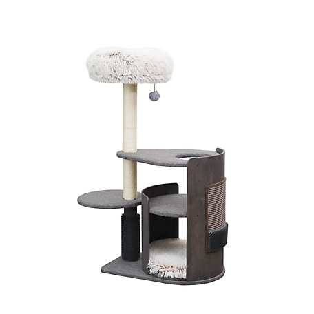 Petpals Group 40 in. Cullen Mid-Century Curved Cat Tower
