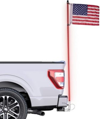 Master Tailgaters 5 ft. LED Flag Pole for Trucks with 2 in. Billet Hitch Mount, Remote, and Us Flag - 22 Light Functions