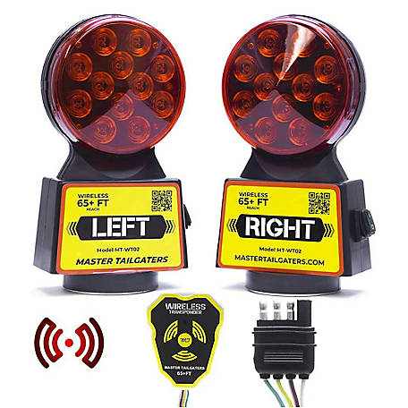 Master Tailgaters Wireless Trailer Tow Lights with Magnetic Mount - 4 Pin Flat Connection