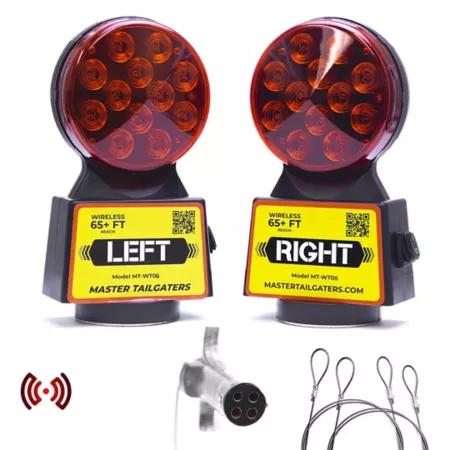 Master Tailgaters Wireless Towing Lights with Magnetic Mount - Round 4 Pin Connection Strobe Lights