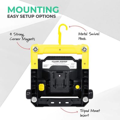 Image showing  Flud-Magnetic LED Work Flood Light with 3 Brightness Settings, Compatible with DeWalt 20V Battery