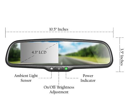 Image showing  Full Rear View Mirror with 4.3 in. Lcd for Camera Display