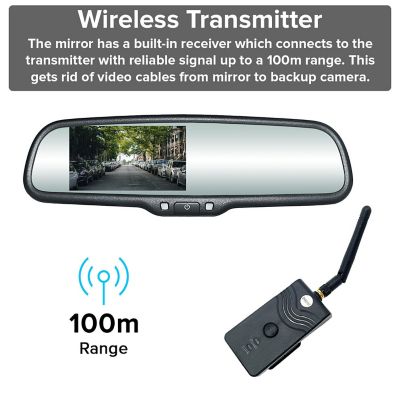 Image showing  Full Rear View Mirror with Wireless Transmitter and 4.3 in. Lcd for Camera Display
