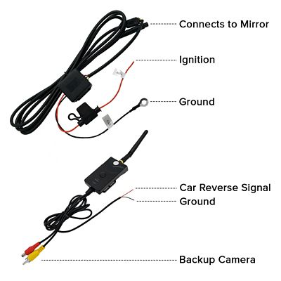 Image showing  Full Rear View Mirror with Wireless Transmitter and 4.3 in. Lcd for Camera Display