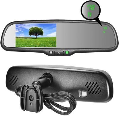 Master Tailgaters Full Rear View Mirror with Compass, Temperature, and 4.3 in. Auto Adjusting Brightness Lcd for Camera Display