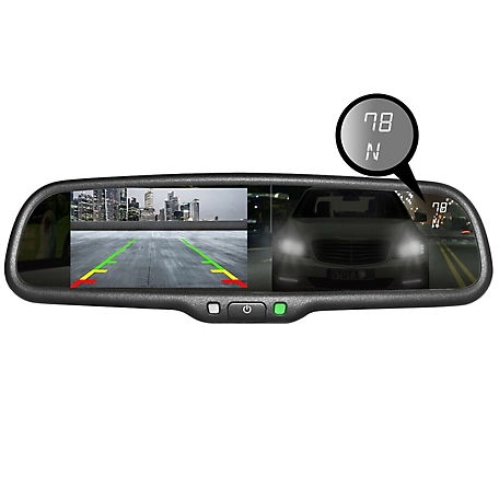 Master Tailgaters Auto Dimming Full Rear View Mirror with Compass, and Temperature, and 4.3 in. Lcd for Camera Display