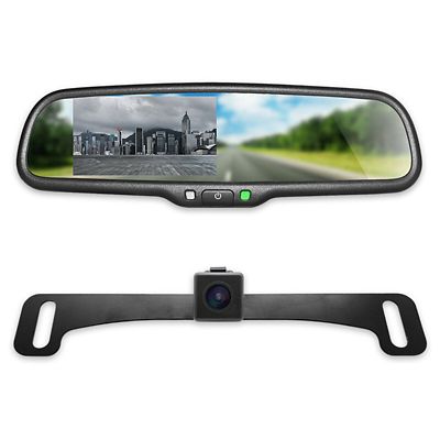 Master Tailgaters Full Rear View Mirror with 4.3 in. Lcd for Camera Display and Backup Camera Kit