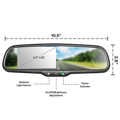 Image showing  480x272 Full Rear View Mirror with 4.3 in. LCD for Camera Display and Backup Camera Kit