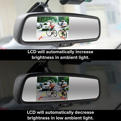 Image showing  480x272 Full Rear View Mirror with 4.3 in. LCD for Camera Display and Backup Camera Kit