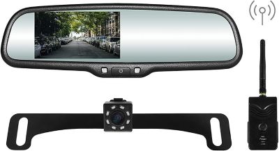 Master Tailgaters 480x272 Full Rear View Mirror with 4.3 in. LCD for Camera Display, Wireless Transmitter and Backup Camera Kit