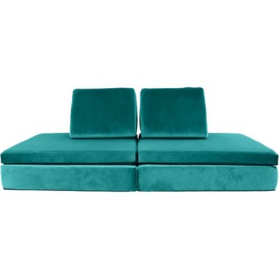 Critter Sitters Lil Lounger Kids Play Couch with 2 Foldable Base Cushions and 2 Triangular Pillows in Chameleon