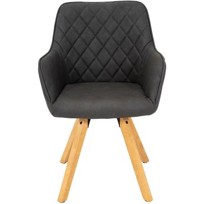 Hanover Kensington Quilted Dining Chair in Gray with Rubberwood Legs