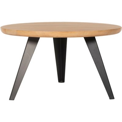 Hanover Parkwyn Round Mid-Century Modern Mango Wood Coffee Table with Metal Legs