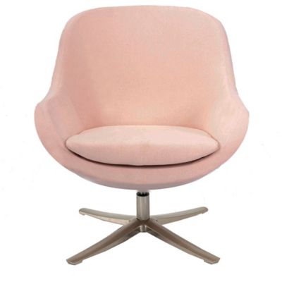 Hanover 27.5 in. D x 29 in. W x 33 in. H Brighton Swivel Barrel Chair, Pink with Chrome Base