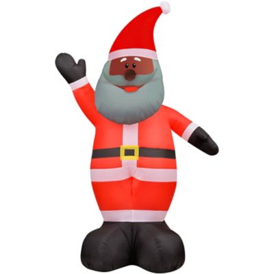 Christmas Time 12 ft. Tall African American Santa Claus, Prelit Outdoor Christmas Inflatable with Storage Bag